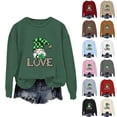 thumbnail image 1 of VBTAPA Women St Patricks Day Sweatshirt Crewneck Shamrock Sweatshirt Trendy Casual Long Sleeve Pullover Tops Flash Deals of The Day Green S, 1 of 4