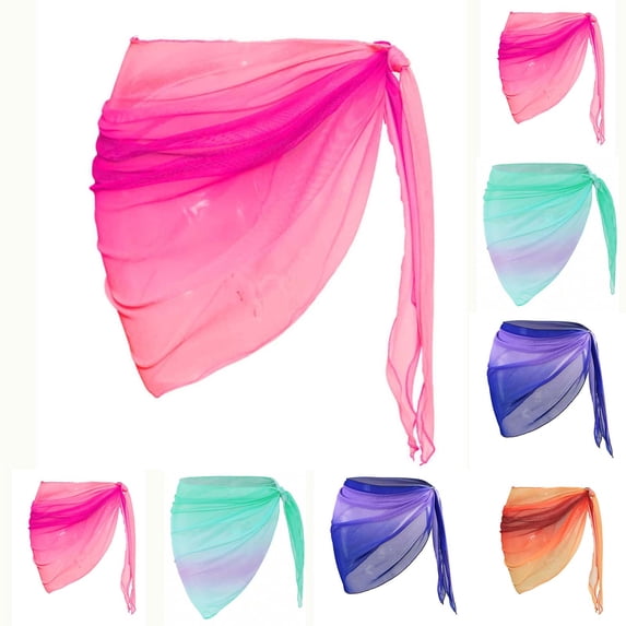VBTAPA Women Swimsuit Cover Ups Beach Coverup Sheer Sarong Bathing Suit Bikini Wrap Skirts Hot Pink L