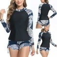 thumbnail image 1 of VBTAPA Women Two Piece Rash Guard Long Sleeve Swimsuits Sets UV UPF 50+ Cropped Swim Shirt with Boyshort Bottom Bathing Suits Limited Time Sales Blue XXL, 1 of 8