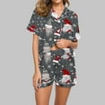 thumbnail image 1 of VBTAPA Women's Christmas Pajamas Sets Cute Xmas Print Button Down Shirts and Shorts 2 Piece Loungewear Set Novelty Holiday Sleepwear Short Sleeve Lounge Pjs Sets Gray M, 1 of 6