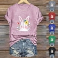 thumbnail image 1 of VBTAPA Women's Cute Easter Shirts Funny Bunny Eggs Print Short Sleeve T-Shirt Casual Loose Blouse Tops Prime Sales Today Green L, 1 of 5