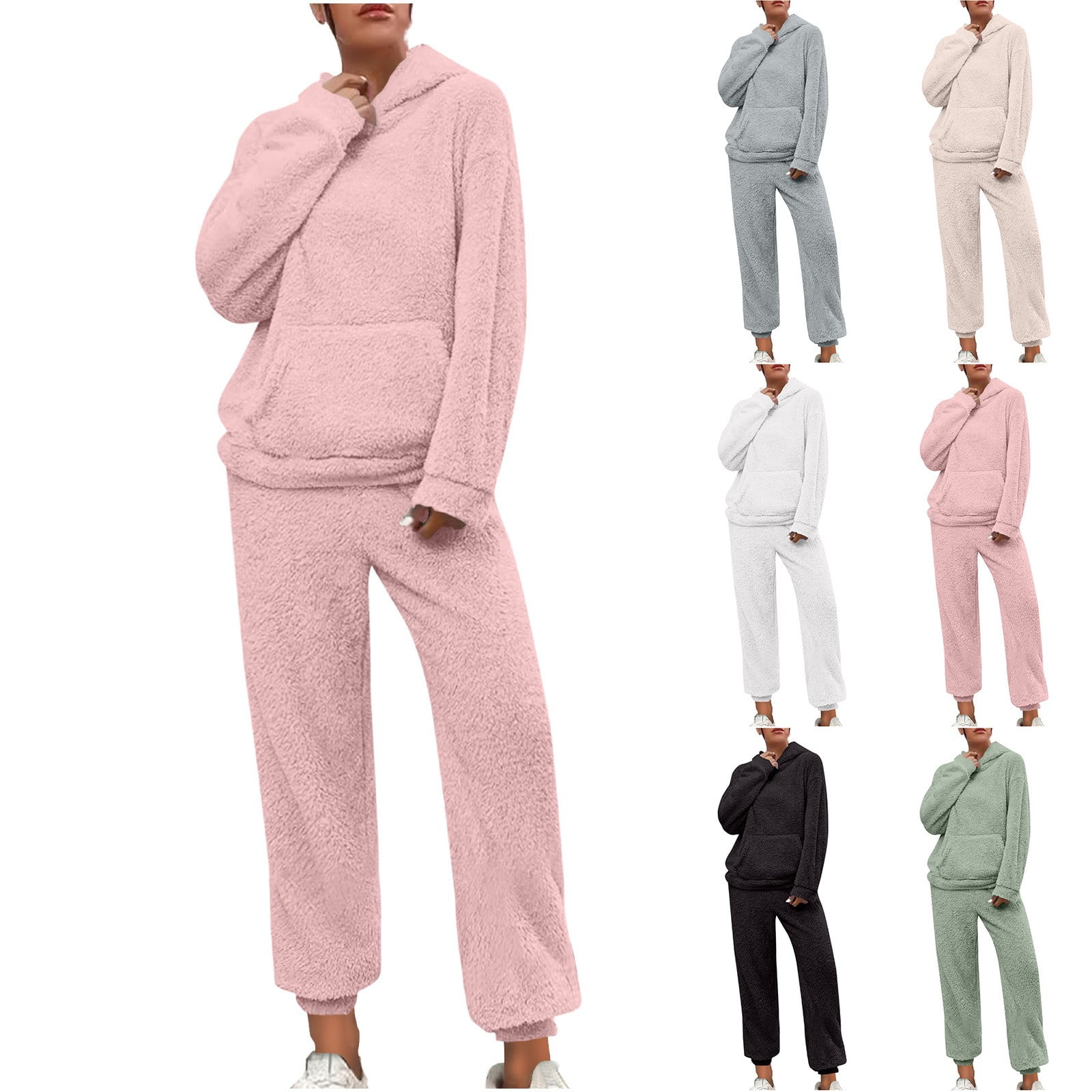 VBTAPA Fleece Pajama Set for Women Fuzzy Lounge Sets Winter