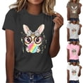thumbnail image 1 of VBTAPA Women's Happy Easter Shirt Funny Bunny T-Shirt Cute Rabbit Graphic Tees Egg Hunt Holiday Party Tops Prime Sales of The Day Black XXL, 1 of 5