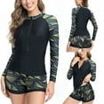 thumbnail image 1 of VBTAPA Women's Long Sleeve Sun Protection Rash Guard Wetsuit Two Piece Swimsuit Set Hawaiian Floral Beach Swimwear Clearance Sale Green XL, 1 of 8