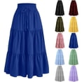 thumbnail image 1 of VBTAPA Women's Summer Casual Elegant Smock Layered Tiered Maxi Skirt High Waisted A Line Flowy Long Skirts with Pockets Black XL, 1 of 5