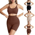 thumbnail image 1 of VBTAPA Women's Workout Sets 2 Piece Yoga Outfit High Waisted Biker Shorts Leggings Sports Bra Gym Fitness Clothes Tracksuit Coffee XXL, 1 of 6