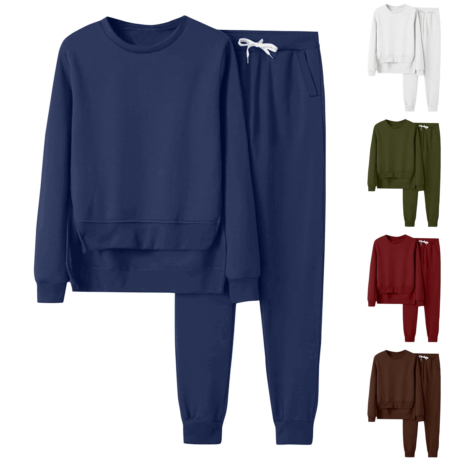 MANAIXUAN Linen Women's Two-Piece Set - Casual Top With Fake Drawstring Wide Leg Pants, Loose Fit