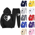 thumbnail image 1 of VBTAPA Womens 2 Piece Sweatsuit Love Heart Graphic Pullover Hoodies and Jogger Sweatpants Lounge Track Suits Set Casual Jogging Matching Suits Deals of Today Prime Yellow XL, 1 of 4
