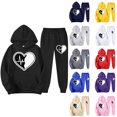 thumbnail image 1 of VBTAPA Womens 2 Piece Sweatsuit Love Heart Graphic Pullover Hoodies and Jogger Sweatpants Lounge Track Suits Set Casual Jogging Matching Suits Pink XXL, 1 of 4