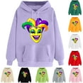 thumbnail image 1 of VBTAPA Womens Mardi Gras Hoodie Carnival Mask Print Long Sleeve Drawstring Hooded Sweatshirt Trendy Casual Pullover Hoodies Gifts for Teen Girls Yellow L, 1 of 6
