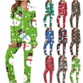 thumbnail image 1 of VBTAPA Womens Christmas Pajama Sets 2 Piece Pjs Sleepwear Soft Comfy Loungewear Cute Snowman Printed Long Sleeve Button Down Shirt Matching Pants Set Xmas Gift 2025 Gray XXL, 1 of 5