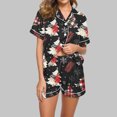 thumbnail image 1 of VBTAPA Womens Christmas Pajama Shorts Sets 2 Piece Holiday Sleepwear Cute Cartoon Graphic Button Down Shirt Elastic Waist Pants Matching Loungewear Set Xmas Jammies Black XXL, 1 of 6