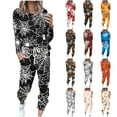thumbnail image 1 of VBTAPA Womens Halloween Sweatsuit 2 Piece Casual Tracksuits Cute Ghost Print Crewneck Long Sleeve Tops and Drawstring Waist Pants Jogging Matching Suits Multicolor L, 1 of 6