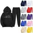 thumbnail image 1 of VBTAPA Womens Hoodie Sweatsuits 2 Piece Set Heartbeat Print Hooded Sweatshirt and Jogger Sweatpants Casual Tracksuit Sets Jogging Matching Suits with Pockets White L, 1 of 3
