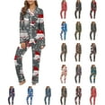 thumbnail image 1 of VBTAPA Womens Pajama Sets 2 Piece Lounge Outfits Christmas Printed Long Sleeve Button Down Shirts and Pants Matching Loungewear Holiday Party Sleepwear Xmas Gift 2025 Multicolor L, 1 of 6