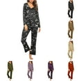 thumbnail image 1 of VBTAPA Womens Pajama Sets Soft Sleepwear Printed Long Sleeve V Neck Top and Long Pants Matching Pjs Set 2 Piece Loungewear Wine XXL, 1 of 7