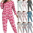 thumbnail image 1 of VBTAPA Womens Plus Size Pajama Sets 2 Piece Lounge Pajamas Cute Heart Print Long Sleeve Pjs Top and Pants Soft Pj Set Loose Comfy Sleepwear Gray XXXXL, 1 of 7