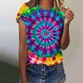 thumbnail image 1 of VBTAPA Womens Short Sleeve T-shirts Tie Dye Graphic Tees Summer Casual Workout Round Neck Tee Tops on Clearance Multicolor L, 1 of 5