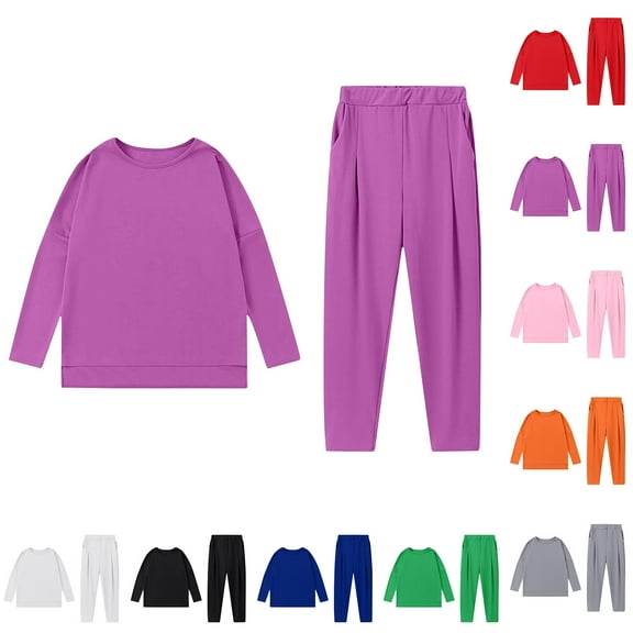 VBTAPA Womens Solid Sweatsuit Long Sleeve Track Suit Sets Crewneck Top and Sweatpants 2 Piece Set 2025 Fall Winter Outfits Orange XXL