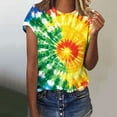 thumbnail image 1 of VBTAPA Womens Summer Tops Tie Dye Short Sleeve Round Neck T Shirts Casual Loose fit Blouses Limited Time Sales Multicolor L, 1 of 5