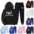 thumbnail image 1 of VBTAPA Womens Sweatsuits 2 Piece Set Casual Sports Outfits Long Sleeve Bow Print Hoodie Sweatshirt Jogger Sweatpants Matching Set Y2K Tracksuit with Pockets Blue XXXL, 1 of 4