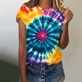 thumbnail image 1 of VBTAPA Womens Tie Dye T-shirt Short Sleeve Novelty Graphic Tees Trendy Summer Going Out Blouse Tops Daily Sales Multicolor S, 1 of 5