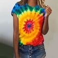 thumbnail image 1 of VBTAPA Womens Tie Dye T-shirt Short Sleeve Novelty Graphic Tees Trendy Summer Going Out Blouse Tops Limited Time Sales Multicolor L, 1 of 5