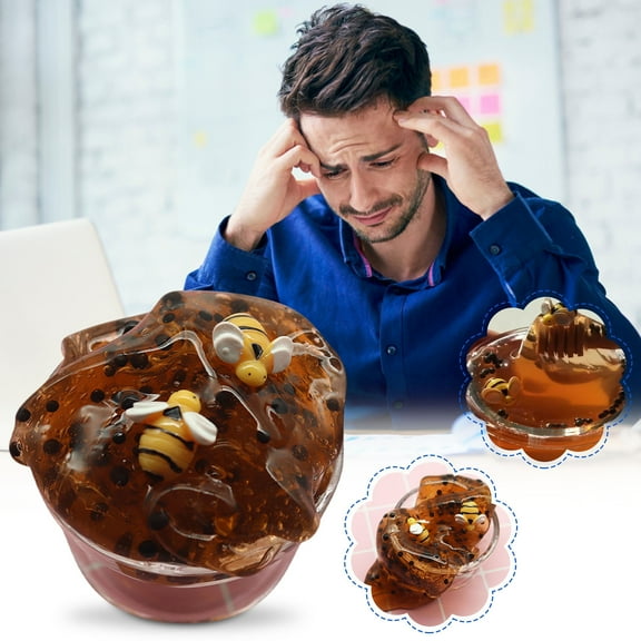 VBVC 60Ml Crystal Slime Toys Clear Honey Slime Bee Polymer Modeling Slime Toy