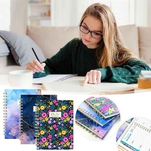 VBVC A5 Coil Notebook 2023 Weekly Schedule Notebook Daily Schedule Notebook Portable Notebook, 2023-2024 Planner Weekly & Monthly, Thick Stock + Double Wire Bin