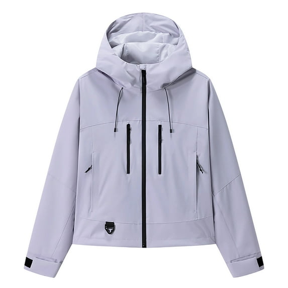 VBVC No Boundarie Women's Detachable Cap Breathable Sunscreen Coat,Ladies Thin Zip Up Patchwork Hoodie,Womens Lightweight Windbreaker Jacket With Pocket,*Purple,Size L