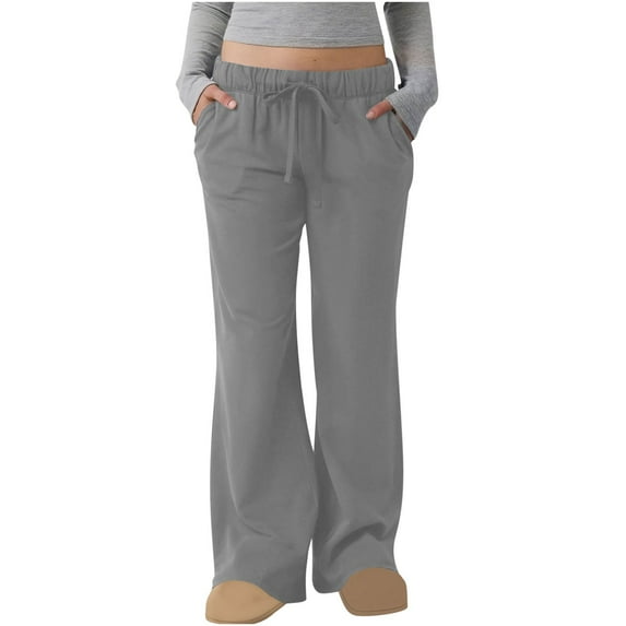 VBVC No Boundarie Women's Elastic Waist Wide Leg Sweatpants,Ladies Drawstring Breathable Jogger Pants,Womens Lightweight Workout Outdoor Sports Pants with Pockets,Gray,Size XXL