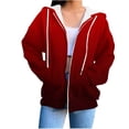 thumbnail image 1 of VBVC No Boundarie Women's Ladies Printed Hooded Long Sleeve Top,Ladies Gradient Colored Jacket With Pocket,Loose Oversized Sweatshirts For Women,*Wine,Size S, 1 of 5
