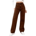thumbnail image 1 of VBVC No Boundarie Women's Plus Size Wrinkle-Free Stretch Jeans With Pocket,Womens High Waisted Straight Leg Denim Pants,Slimming Tummy Control Trousers For Ladies,Brown,Size S, 1 of 7