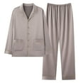 thumbnail image 1 of VBVC No Boundaries Men's And Women's Plus Size Pajama Sets,Long Sleeve Button Down Lounge Wears,All Gender 2 Piece Satin Sleepwears with Pockets,Brown,XL, 1 of 2