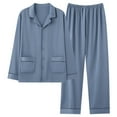 thumbnail image 1 of VBVC No Boundaries Men's And Women's Plus Size Pajama Sets,Long Sleeve Button Down Lounge Wears,All Gender 2 Piece Satin Sleepwears with Pockets,Light blue,XL, 1 of 2