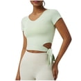 thumbnail image 1 of VBVC Short Yoga Crop Tops for Women,Women's Slimming Side Strap Top,Ladies V-Neck Cropped Athletic Shirts Gym Tee T-Shirts,*Green,Size M, 1 of 4
