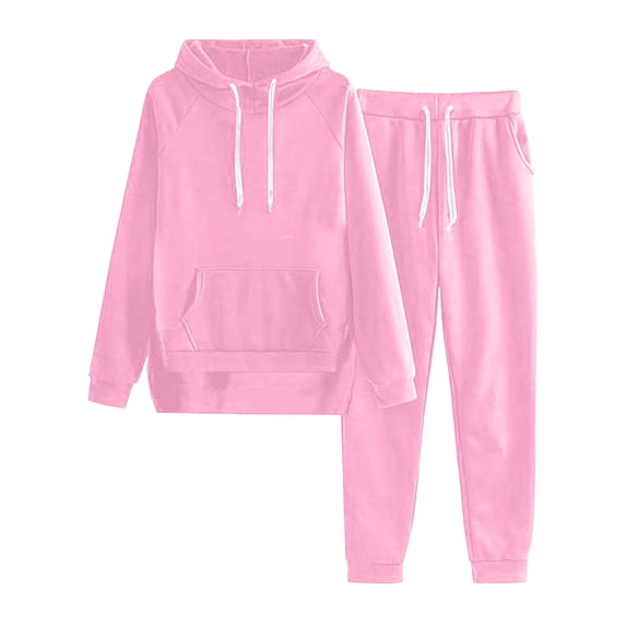 VBVC No Boundarie Women's 2 Piece Y2k Drawstring Matching Set,Ladies Lightweigh Pullover and Jogger Sweatsuit,Womens Plus Size Workout Tracksuit Set,Pink,Size M