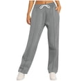 thumbnail image 1 of VBVC Women's Drawstring Wide Leg Sweatpants,Ladies High Waist Joggers Trouser With Pockets,Oversized Seamed Front Pants For Womens,Gray,SizeXXL, 1 of 7