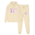thumbnail image 1 of VBVC No Boundarie Women's Plus Size 2 Piece Sweatsuits,Ladies Easter Print Matching Lounge Sets,Drawstring Pullover Hoodies For Women,Beige,Size XXXL, 1 of 5