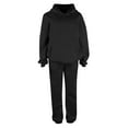 thumbnail image 1 of VBVC No Boundaries Women's Plus Size Solid 2 Piece Hoodies Sets,Womens Warm Elastic Waist Sweatpants Sets,Fashion Long Pants Sets With Pockets For Women,Black,Size XXL, 1 of 2