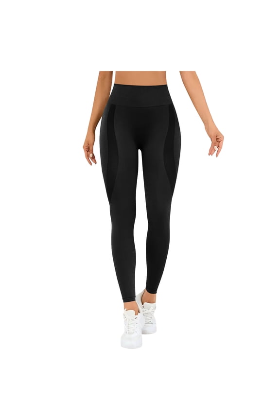 Women's Solid Color Breathable Yoga Pants,Womens High Waisted Seamless Leggings,Butt Lift Pants For Women No See Through,#-Black,SizeL