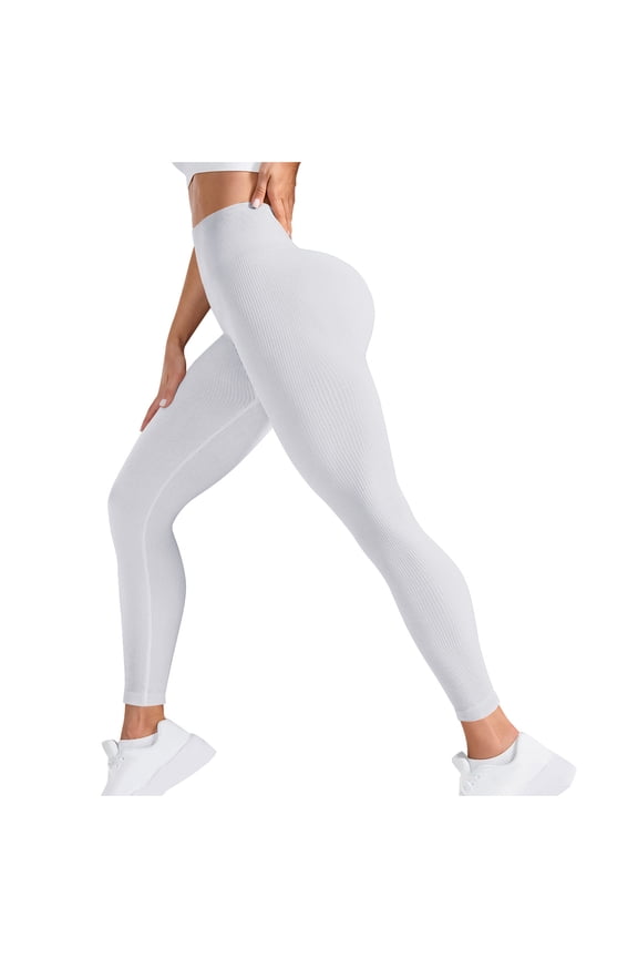 Women's Solid Color Breathable Yoga Pants,Womens High Waisted Seamless Leggings,Butt Lift Pants For Women No See Through,White,SizeS