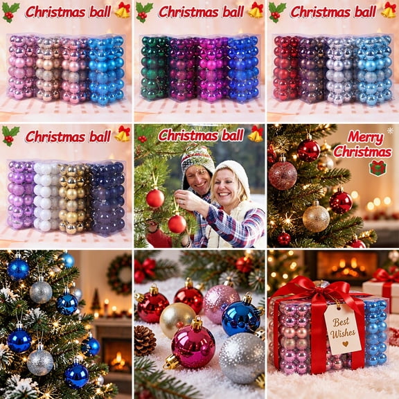 VBVC Christmas Xmas Tree Ball Bauble Hanging Home Party Ornament Decor 4Cm 36Pcs