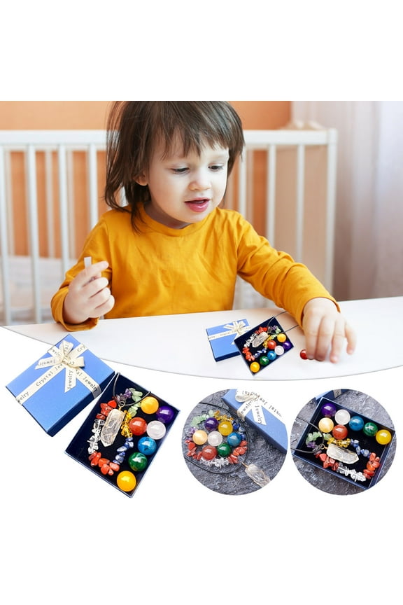 Crystal Jade Colorful Ball Combination Set Ball Bracelet Hexagonal Pendant Piece Colorful Stone Gift Box