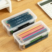 VBVC Extra Large Capacity Plastic Pencil Box Stackable Translucent Clear Pencil Box Office Supplies Storage Organizer Box for Gel Pens Erasers Tape Pens Pencils Mark