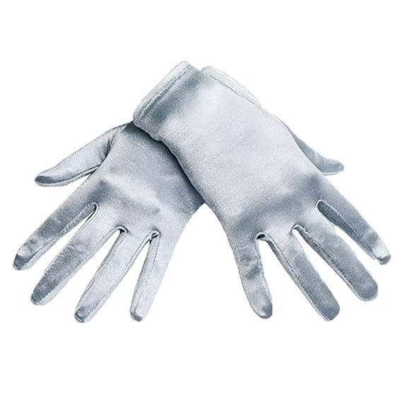 VBVC Ladies Classic Satin Evening Gloves,Formal Dress-Up Gloves for Women,Gray,Size Free Size