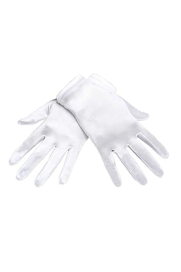 Ladies Classic Satin Evening Gloves,Formal Dress-Up Gloves for Women,White,Size Free Size