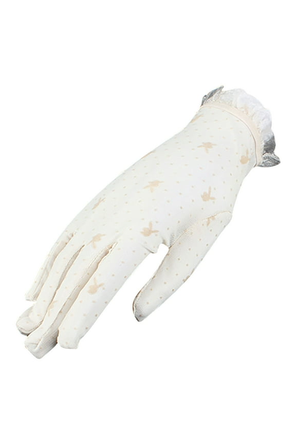 Ladies Lace Floral Elegant Gloves,Formal Dress-Up Gloves for Women,Beige,Size Free Size