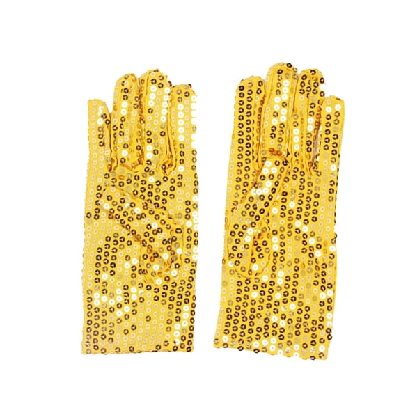 VBVC Ladies Sequin Evening Gloves,Sparkly Design,Party Dress-Up Gloves for Women,Yellow,Size Free Size