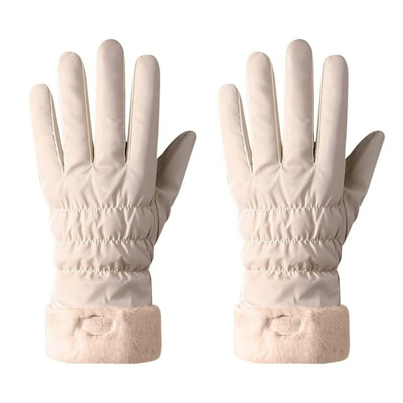 VBVC Ladies Thick Touchscreen Knitted Gloves,Winter Cold Proof Gloves for Women,Beige,Size Free Size